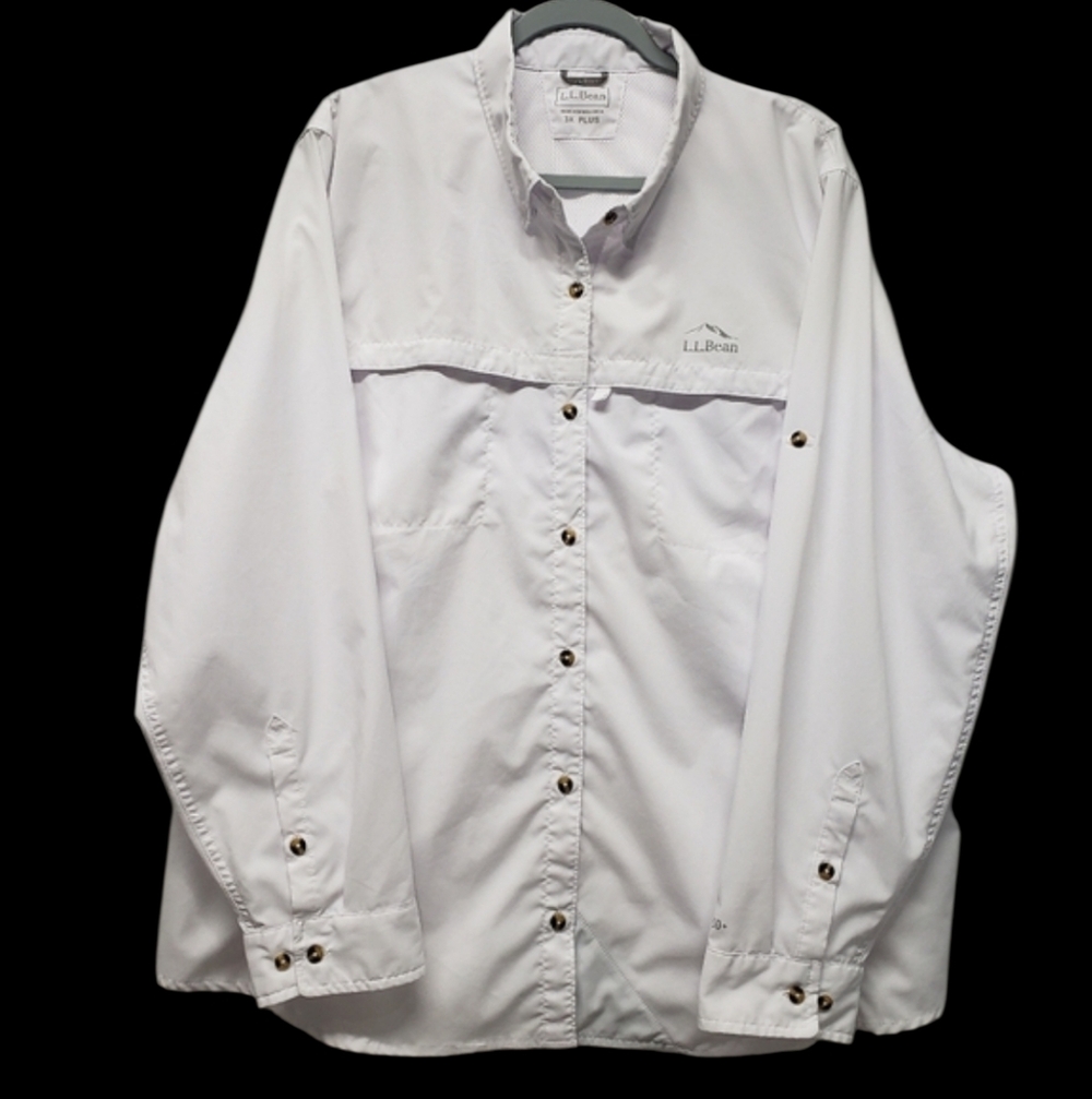 L.L. Bean 3X Plus Tropicwear Shirt Button Up Rolled Sleeve UPF 50 Vented Fishing